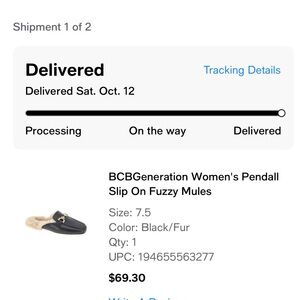 BCBGeneration Black Furry Slip-On Mules